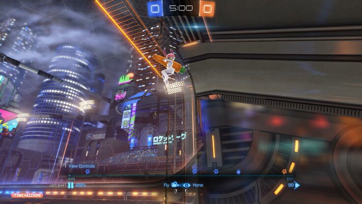 A screenshot of a final frame where a set dressing element in the background is rendered in front of a goal box's walls, despite the camera being placed inside the goal.