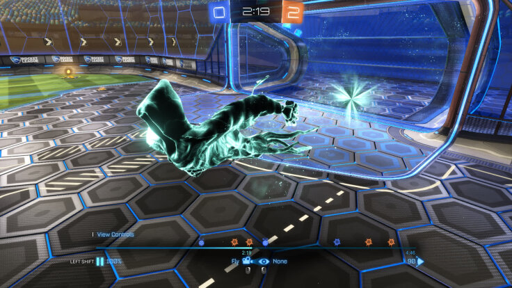 Screenshot of the reaper goal animation, when the model is part way under the floor. The screenshot shows that the reaper renders in front of the floor despite this intersection.
